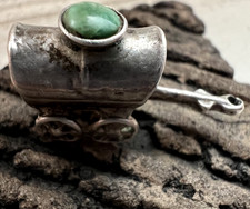 Vintage turquoise STERLING SILVER CONESTOGA WAGON CHARM .925 Fred Harvey era - Additional view 3