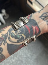 Vtg NAVAJO Fred Harvey Ingot Stamped Twist Sterling Silver Cuff Bracelet 89.7g - Additional view 1