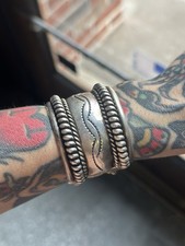 Vtg NAVAJO Fred Harvey Ingot Stamped Twist Sterling Silver Cuff Bracelet 89.7g - Additional view 2