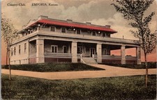 Postcard Emporia Kansas Country Club Fred Harvey Hand Colored #657 KS Local Life