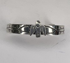 Vtg Coin Silver Small Cuff Thunderbird Fred Harvey Era Silver Products Bracelet - Additional view 6