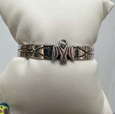 Vtg Coin Silver Small Cuff Thunderbird Fred Harvey Era Silver Products Bracelet