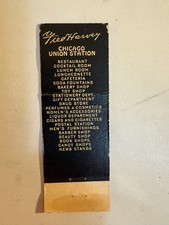 Matchbook cover - Fred Harvey's - Chicago Union Station - M10 - comb. ship! - Additional view 1