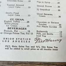 Dining Menu Fred Harvey Restaurant Hollywood CA Dinner Fred Harvey Union Station - Additional view 8