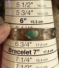 Navajo Native American Fred Harvey Era Turquoise Sterling Silver Cuff Bracelet - Additional view 3
