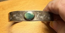 Navajo Native American Fred Harvey Era Turquoise Sterling Silver Cuff Bracelet - Additional view 7