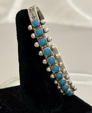 Fred Harvey Era Zuni Sterling SNAKE EYE Turquoise Row Arrows Cuff BRACELET 6.25” - Additional view 3