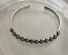 Fred Harvey Era Zuni Sterling SNAKE EYE Turquoise Row Arrows Cuff BRACELET 6.25” - Additional view 4