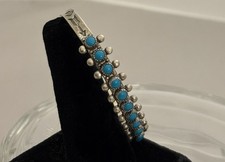 Fred Harvey Era Zuni Sterling SNAKE EYE Turquoise Row Arrows Cuff BRACELET 6.25” - Additional view 5