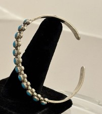 Fred Harvey Era Zuni Sterling SNAKE EYE Turquoise Row Arrows Cuff BRACELET 6.25” - Additional view 6