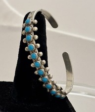 Fred Harvey Era Zuni Sterling SNAKE EYE Turquoise Row Arrows Cuff BRACELET 6.25”