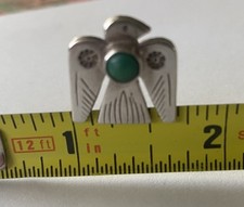 Vintage Navajo Green Turquoise & Sterling Thunderbird Earrings Fred Harvey Era - Additional view 3