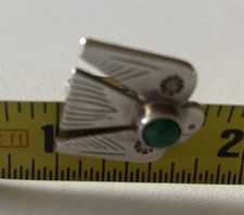 Vintage Navajo Green Turquoise & Sterling Thunderbird Earrings Fred Harvey Era - Additional view 4