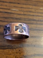 Copper Navajo Ring  Eagle Fred Harvey 1960 - 70s Solid Copper 13/16 