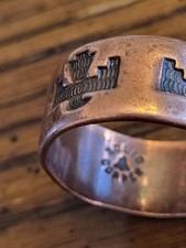 Copper Navajo Ring  Eagle Fred Harvey 1960 - 70s Solid Copper 13/16 