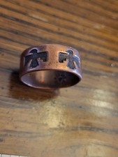 Copper Navajo Ring  Eagle Fred Harvey 1960 - 70s Solid Copper 13/16 