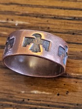 Copper Navajo Ring Eagle Fred Harvey 1960 - 70s Solid Copper 13/16 " size 11