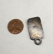 Vtg Fred Harvey Era NAVAJO TURQUOISE DOG TAG PENDANT Sterling Silver Stamped - Additional view 2