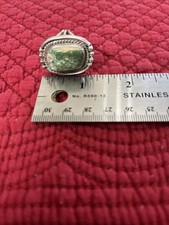 Vintage Navajo Fred Harvey Era Rectangular Green Turquoise Sterling Ring Sz 7.5 - Additional view 8