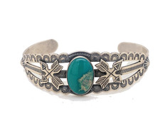 Vintage Fred Harvey Era Sterling Crossed Arrow Turquoise Bracelet