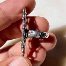 FRED HARVEY ERA SHADOW BOX TURQUOISE STOPLIGHT STAMPED STERLING SILVER RING 6.75 - Additional view 3