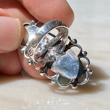 FRED HARVEY ERA SHADOW BOX TURQUOISE STOPLIGHT STAMPED STERLING SILVER RING 6.75 - Additional view 4