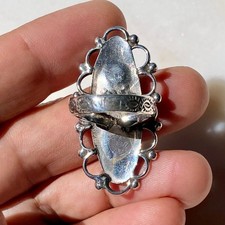 FRED HARVEY ERA SHADOW BOX TURQUOISE STOPLIGHT STAMPED STERLING SILVER RING 6.75 - Additional view 5