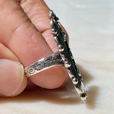 FRED HARVEY ERA SHADOW BOX TURQUOISE STOPLIGHT STAMPED STERLING SILVER RING 6.75 - Additional view 6