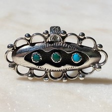 FRED HARVEY ERA SHADOW BOX TURQUOISE STOPLIGHT STAMPED STERLING SILVER RING 6.75 - Additional view 7