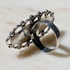 FRED HARVEY ERA SHADOW BOX TURQUOISE STOPLIGHT STAMPED STERLING SILVER RING 6.75 - Additional view 8