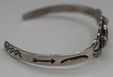 FRED HARVEY ERA TURQUOISE STERLING SILVER CUFF BRACELET MARKED - Additional view 1