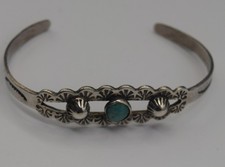 FRED HARVEY ERA TURQUOISE STERLING SILVER CUFF BRACELET MARKED - Additional view 12