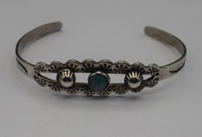 FRED HARVEY ERA TURQUOISE STERLING SILVER CUFF BRACELET MARKED - Additional view 9