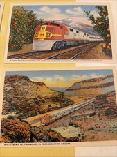 Vtg Lot Of 4 Santa Fe Railroad Postcard Linen Fred Harvey Unused - Additional view 2