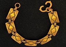 Fred Harvey Era Copper Bracelet Southwestern Style Aztec Engraving