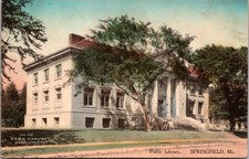 Hand Colored Fred Harvey Postcard Public Library Springfield Missouri No. 43