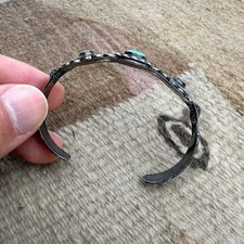 VTG Fred Harvey Era Navajo Double Thunderbird Turquoise Cuff Sterling Bracelet - Additional view 9