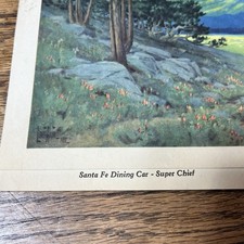 Santa Fe Railroad Dining Car Menu Super Chief Train Dinner Fred Harvey Railway - Additional view 1