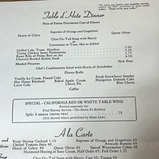 Railway Dining Car Menu Fred Harvey Santa Fe Railroad Super Chief Train Dinner - Additional view 4