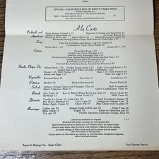 Railway Dining Car Menu Fred Harvey Santa Fe Railroad Super Chief Train Dinner - Additional view 5