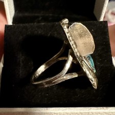 Vintage SS Diné Navajo Fred Harvey Era/Old Pawn Tourquoise Claw Ring - Additional view 3