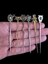 RARE VINTAGE NAVAJO FRED HARVEY ERA HOR D'OEUVRE STERLING SILVER SKEWER SET OF 6 - Additional view 1
