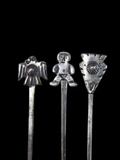 RARE VINTAGE NAVAJO FRED HARVEY ERA HOR D'OEUVRE STERLING SILVER SKEWER SET OF 6 - Additional view 3