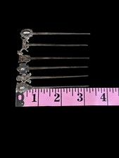 RARE VINTAGE NAVAJO FRED HARVEY ERA HOR D'OEUVRE STERLING SILVER SKEWER SET OF 6 - Additional view 5