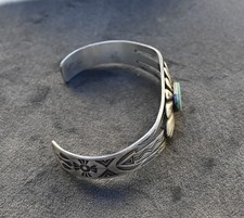 Vintage Navajo Fred Harvey Turquoise & Sterling Cuff 27 grams 7 1/8