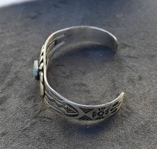 Vintage Navajo Fred Harvey Turquoise & Sterling Cuff 27 grams 7 1/8