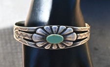 Vintage Navajo Fred Harvey Turquoise & Sterling Cuff 27 grams 7 1/8" wearable