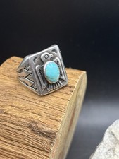 VTG Bell Trading Post Sterling Turquoise Thunderbird Ring - Fred Harvey Era 9.5 - Additional view 1