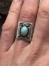 VTG Bell Trading Post Sterling Turquoise Thunderbird Ring - Fred Harvey Era 9.5 - Additional view 3