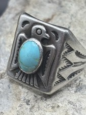 VTG Bell Trading Post Sterling Turquoise Thunderbird Ring - Fred Harvey Era 9.5 - Additional view 22